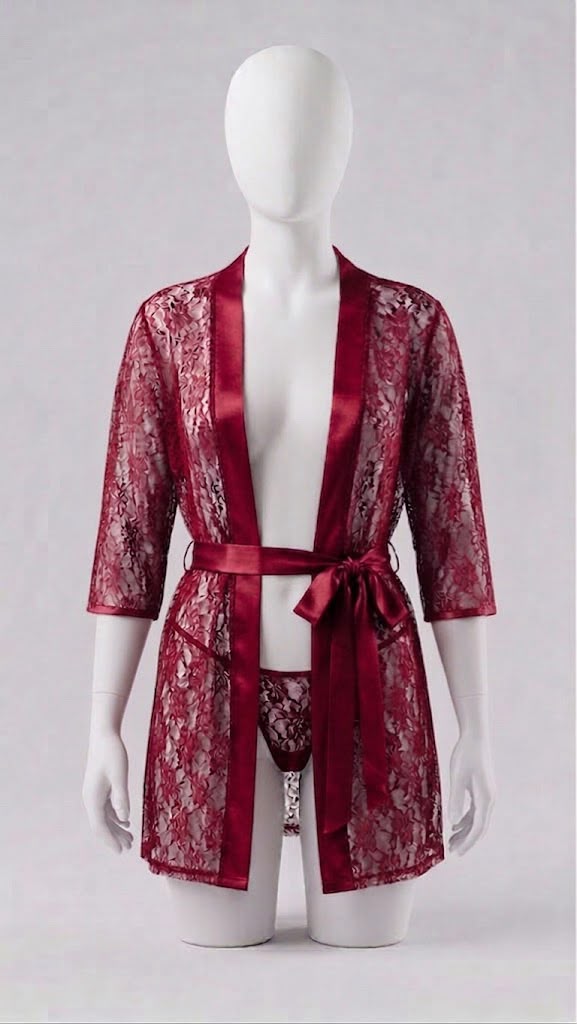 Pixy Luxury Lace Lingerie Robe Set – Premium Satin Belted Nightwear | 4 Colors Available