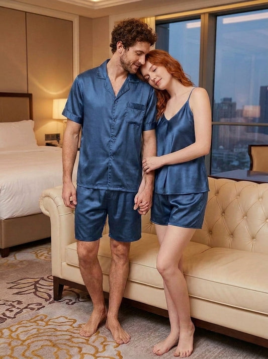 Pixy Couple Night Suit Set – Matching 4 Piece Pajama Set for Men & Women | 5 Colors