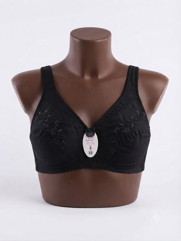 Pixy Premium Embroidered Cotton Everyday Comfort Support Bra with Delicate Bow Detail (Available in Multiple Colors)