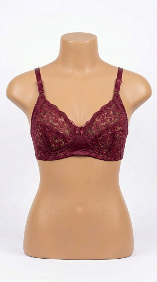 Women’s Lace Bra – Elegant Full Coverage Floral Lace Bra | Adjustable Straps