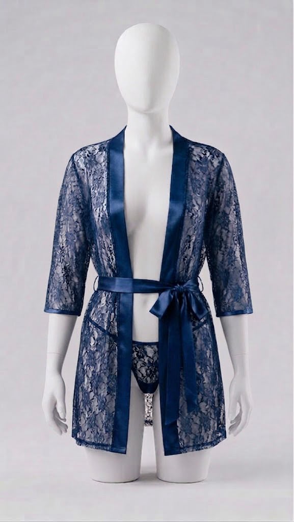 Pixy Luxury Lace Lingerie Robe Set – Premium Satin Belted Nightwear | 4 Colors Available