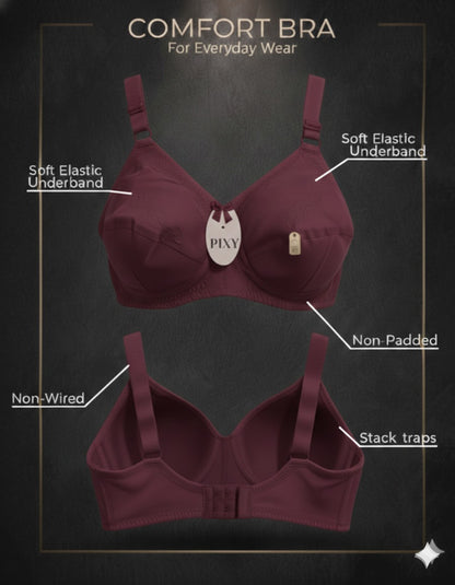 PIXY Comfort Bra – Premium Pure Cotton Non-Wired & Non-Padded Everyday Wear