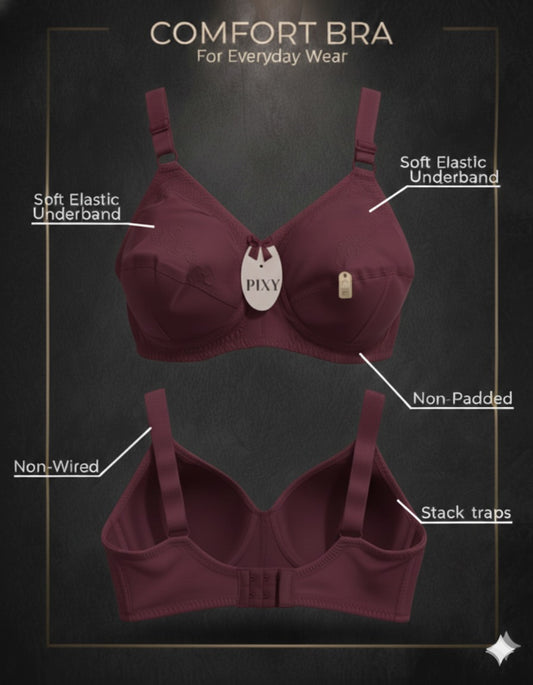 PIXY Comfort Bra – Premium Pure Cotton Non-Wired & Non-Padded Everyday Wear