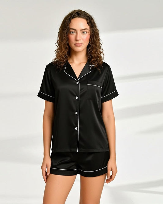 Pixy Malai jersey Pajama Set for Women – 2 Piece Short Sleeve Night Suit | Multiple Colors