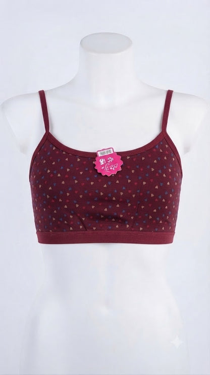 Cute Heart Printed Biddies Style Bra for Teenagers | Multiple Colors Available